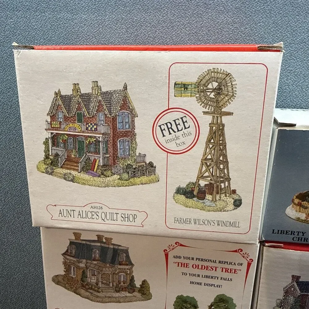 Liberty Falls Americana Collection Miniature Village Train Buildings Lot of 15